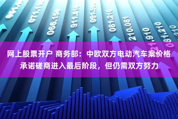 网上股票开户 商务部：中欧双方电动汽车案价格承诺磋商进入最后阶段，但仍需双方努力